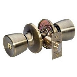 Master Lock TU0105KA4S | Door Lock, Keyed Alike, Tulip Knob, 6-Way Adjustable Latch, Antique Brass, SC1 Cylinder, for Entry, 8 each per Box