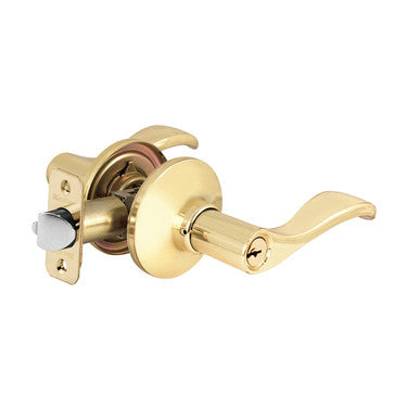 Master Lock WL0103KA4 | Door Lock, Keyed Alike, Wave Lever, Adjustable Backset, Polished Brass, KW1 Cylinder, for Entry, 8 each per Box