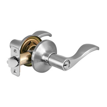 Master Lock WL0115KA4W | Door Lock, Keyed Alike, Wave Lever, Satin Nickel, Weiser WR5 Cylinder, for Entry, 8 each per Box