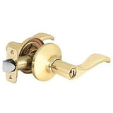 Master Lock WL0303BOX | Door Lock, Keyed Different, Wave Lever, Adjustable Backset, Polished Brass, for Bedroom and Bathroom, 8 each per Box