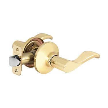 Master Lock WL0403BOX | Door Lock, Keyed Different, Wave Lever, 6-Way Adjustable Backset, Polished Brass, for Passage, 8 each per Box