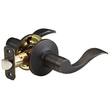 Master Lock WL0412P | Door Lock, Keyed Different, Wave Lever, 6-Way Adjustable Backset, for Passage, Aged Bronze, 2 each per Retail Pack