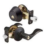 Master Lock WLC0612PKA4 | Door Lock, Keyed Alike, Wave Lever, 6-Way Adjustable Latch, Aged Bronze, KW1 Cylinder with Single Cylinder Deadbolt, for Entry, 4 each per Box