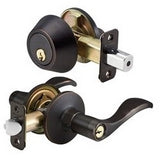 Master Lock WLC0612PKA4S | Door Lock, Keyed Alike, Wave Lever, 6-Way Adjustable Latch, Aged Bronze, AL1 Cylinder with Single Cylinder Deadbolt, for Entry, 4 each per Box