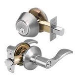 Master Lock WLC0615KA4S | Wave Lever Lockset, Satin Nickel (US15), Single Cylinder, Schlage Keyway, Keyed Alike KA4