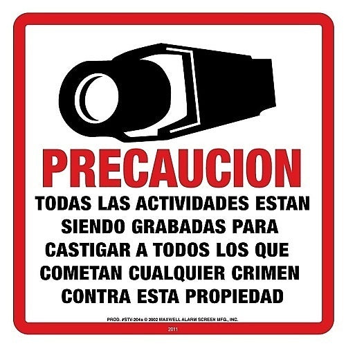 Maxwell Alarm Screen Inc STV204S | CCTV Security Sign, Red/Black