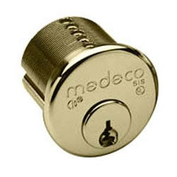 Medeco 100500-T-05-FH-S-Z01 | Security Cylinder Lock, Mortise, Medeco3, FH Keyway, 1-1/4", 6-Pin, Sub Assembly, Bright Brass with Z01 Yale Cam