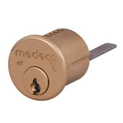 Medeco 100400H-T-26-DL-T-Y02 | 6-Pin Key-In-Knob Cylinder, Medeco3, Keyed Different, US26D Finish, Horizontal Tailpiece