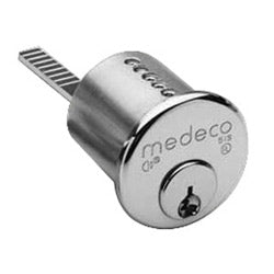 Medeco 100400H-T-26-FM-N-Y02 | Mortise Cylinder, T Profile, Bright Chrome (26), FM Function, No Control, Y02 Key