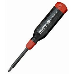 Megapro Marketing Usa 151AUTO | Automotive Screwdriver Standard Bit Load 14-In-1, 1/4" Hex Shaft, Black/Red, with 1/4" Socket Adapter