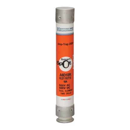 Mersen A6D10R | Fuse A6D-R - Class RK1 - Time-Delay 600VAC 600VDC 10A Ferrule SmartSpot Amp-Trap 2000