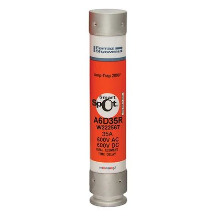 Mersen A6D35R | Fuse A6D-R - Class RK1 - Time-Delay 600VAC 600VDC 35A Ferrule SmartSpot Amp-Trap 2000