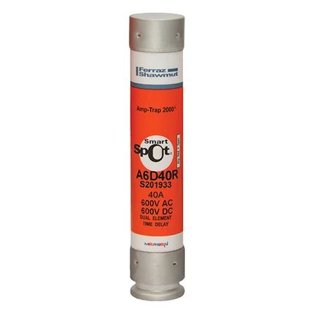 Mersen A6D40R | Fuse A6D-R - Class RK1 - Time-Delay 600VAC 600VDC 40A Ferrule SmartSpot Amp-Trap 2000