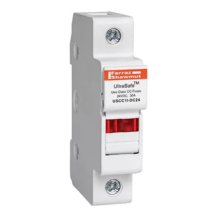 Mersen USCC1I-DC24 | Fuse Holder UltraSafe™ 24VDC Class CC 30A 1-Pole LED Pressure Plate IP20