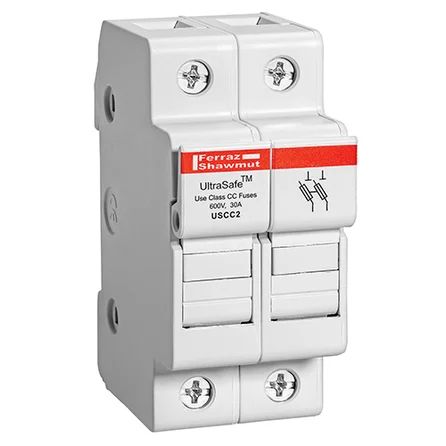 Mersen USCC2 | Fuse Holder UltraSafe™ 600VAC 600VDC Class CC 30A 2-Pole Pressure Plate IP20