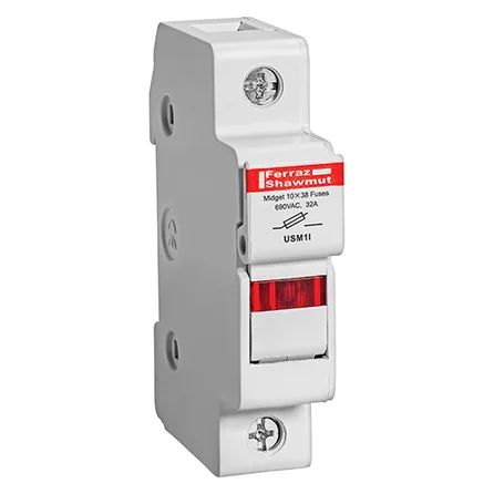 Mersen USM1I | Fuse Holder UltraSafe™ 600VAC 600VDC Midget 30A 1-Pole LED Pressure Plate IP20