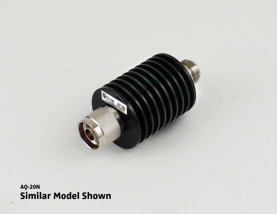 Microlab/FXR AQ-30N | Resistive Attenuator, Type N Male to Female, 30 dB, Passivated, 3 GHz, Aluminum, 25 W