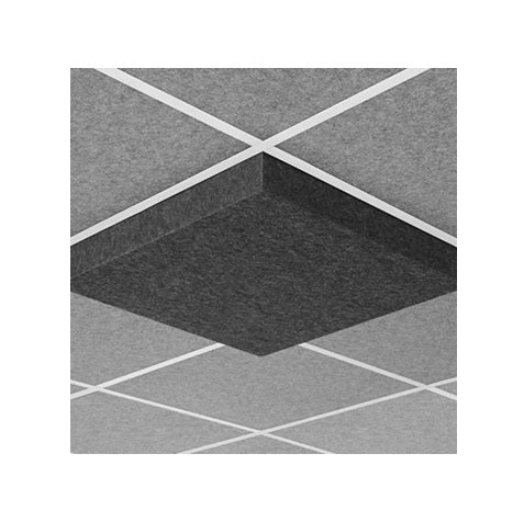 Middle Atlantic AUNV223DG1SLG | Nivo Acoustic Ceiling Tile with 3 inch Drop Profile in Silver Gray, 3 inch Drop, 15/16" Layin