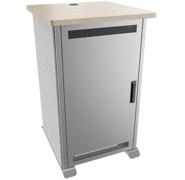Middle Atlantic Products FMR-2027E1MS | Forum Side Cart Rack, 20RU, 27" Deep, Wilsonart Kensington Maple, Magnesium Powdercoat, Silver Gray Felt