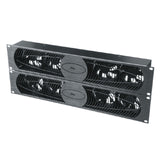 Middle Atlantic UQFP4RAIO | UQFP Series Intake/Exhaust Fan Panel, 2 RU, 19 Inch Width x 2.96 Inch Depth x 3.5 Inch Height, Steel, Black Brushed and Anodized, 100 CFM