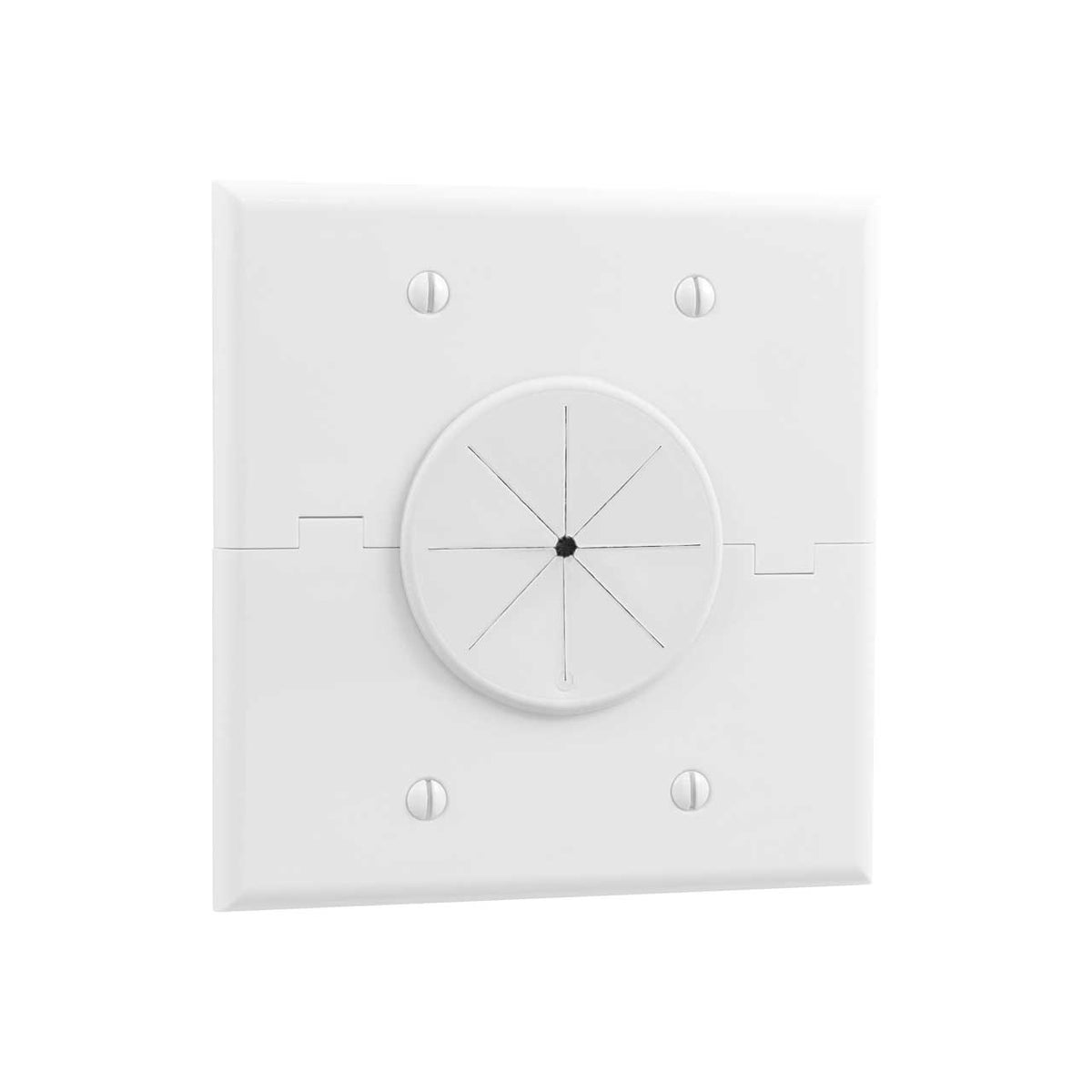 Midlite 2GSWH-GR2 | Splitport Double-Gang Split Wireport With Grommet - White