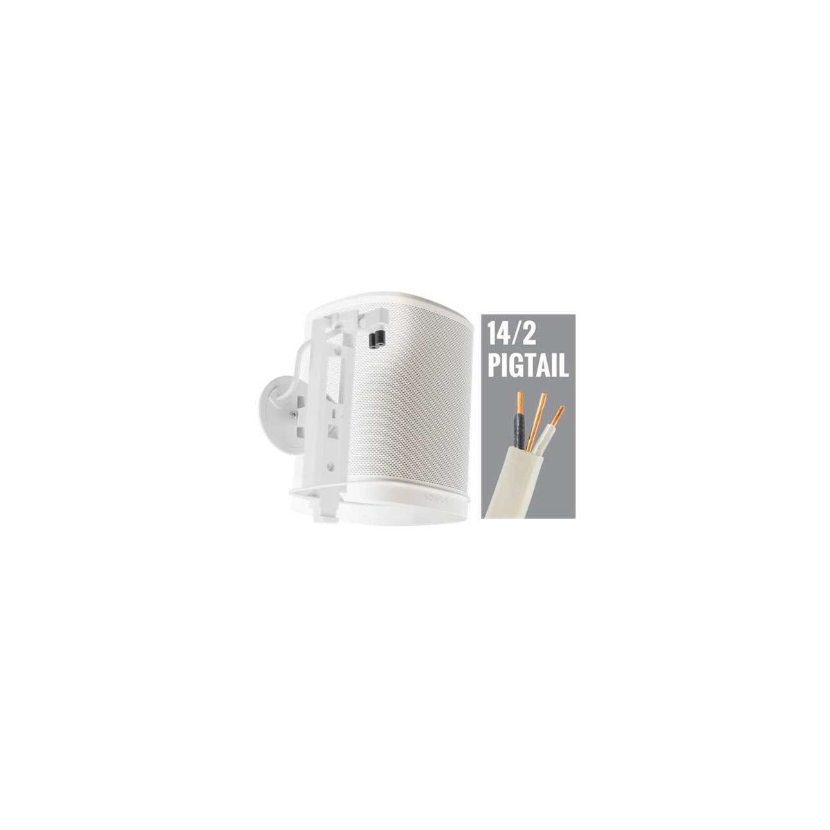 Midlite C7HSA2-W-WIP-15 | Wall Mount & Hidden Power For Sonos One & One Sl, 15', White, Wip, No Interconnect