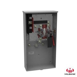 Milbank Mfg Co U2124-O-HSP | Meter Base Lever Bypass Single Position 4 Terminal, Ringless, 320 Amp, 600 VAC, Plain Top, Underground Service, Steel