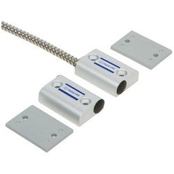 Nascom N505AS/ST2CR | Man Door Surface Mount Switch and Magnet Set – Dual Closed Loop, 200V DC, 0.5A, 24" Armored Cable, Anodized Aluminum, Silver