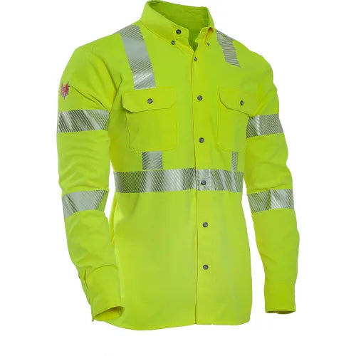National Safety Apparel DF2-AX3-324LS-HY-LG | DRIFIRE Hi-Vis Work Shirt, Type R, Class 3, L, Fluorescent Yellow