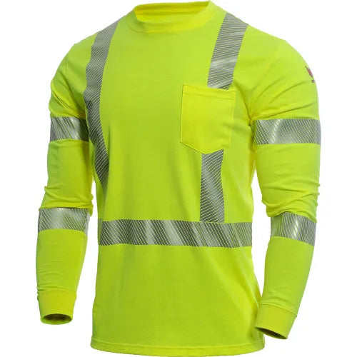 National Safety Apparel DF2-AX3-793LSP-HY-3X | DRIFIRE StrongKnit Hi-Vis Long Sleeve FR T-Shirt, Type R, Class 3, 3XL, Yellow