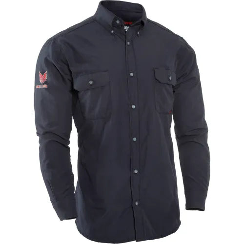 National Safety Apparel DF2-CM-450C-LS-NB-LG | DRIFIRE Flame Resistant 4.4 Work Shirt, L, Navy Blue