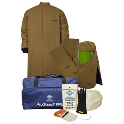 National Safety Apparel KIT4LC65MD08 | HRC4 Arcguard Kevlar/Nomex/Para-Aramid Kit With Long Coat & Leggings, Glove Size 08, Medium