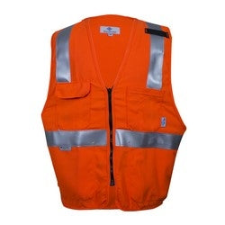 National Safety Apparel VNT99222S | VIZABLE Flame Resistant Hi-Vis Deluxe Road Vest, ANSI Class 2 Level 2, S, Orange