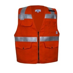 National Safety Apparel VNT99374S | VIZABLE Flame Resistant Hi-Vis Survey Vest, Non-ANSI, S, Orange