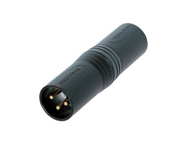 Neutrik NA3MM-B | XLR Connector, 3 pin Male XLR Input, 3 Pin Male XLR Output, Black