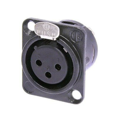 Neutrik NC3FD-L-B-1 | Female Receptacle, 16 A, Black Bezel with Silver Trim Baseplate, Bronze