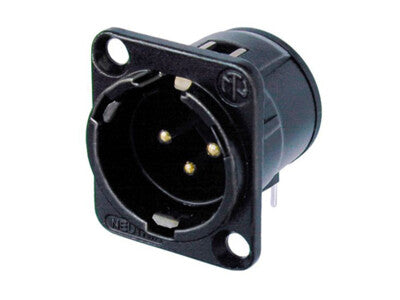 Neutrik NC3MD-H-B | Receptacle D Series 3 Pin Male - PCBH - Black/Gold