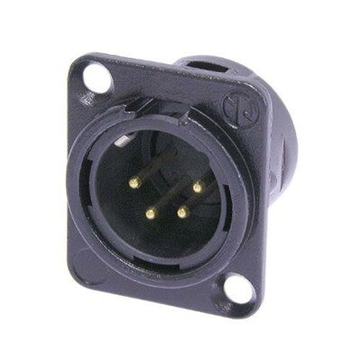 Neutrik NC4MD-L-B-1 | 4 Pole Male Receptacle Solder Cups Black Metal Housing