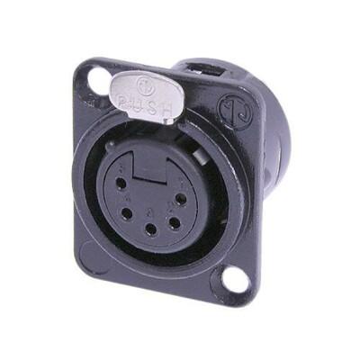 Neutrik NC5FD-L-B-1 | Receptacle, Black, Zinc Diecast, 5 Pole, < 50V, Panel-mount, UL, Robust "D" metal shell