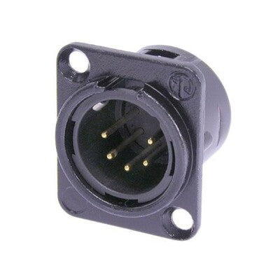 Neutrik NC5MD-L-B-1 | Receptacle DL1 Series 5 Pin Male - Solder Cups - Black/Gold