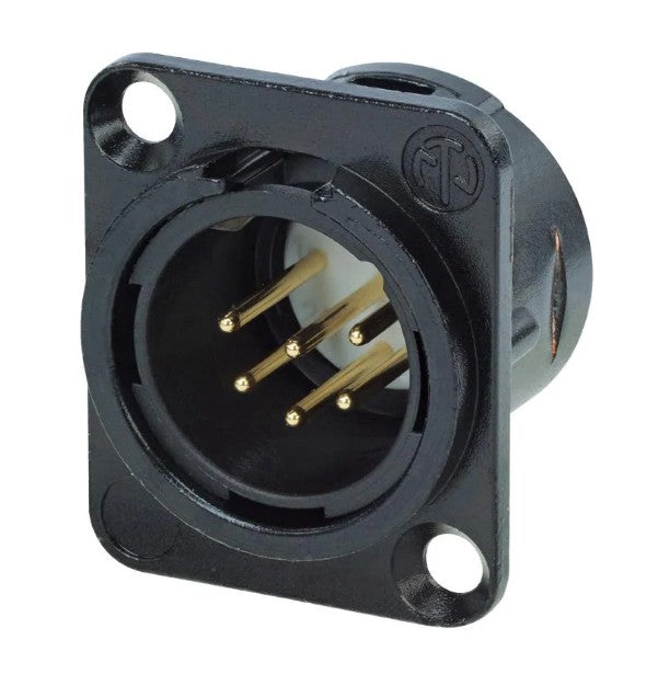 Neutrik NC6MSD-L-B-1 | Receptacle DL1 series 6S pin male solder cups blackgold