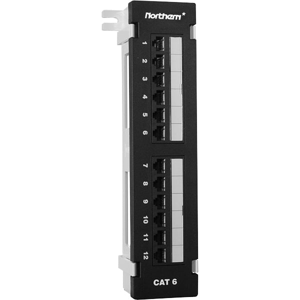 Northern NPP612PM | Patch Panel, 1U, Black, Cat 6, Steel, 12 Ports