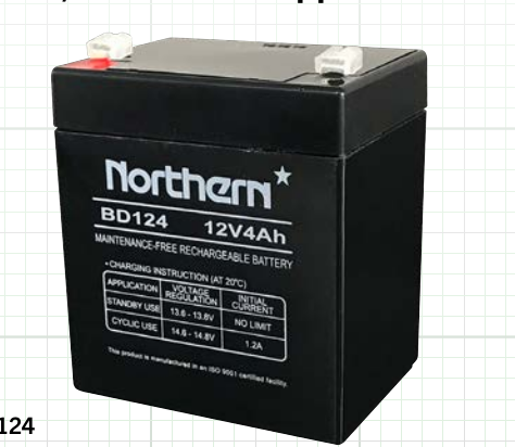 Northern SLA124 12V 4Ah Sealed Lead Battery