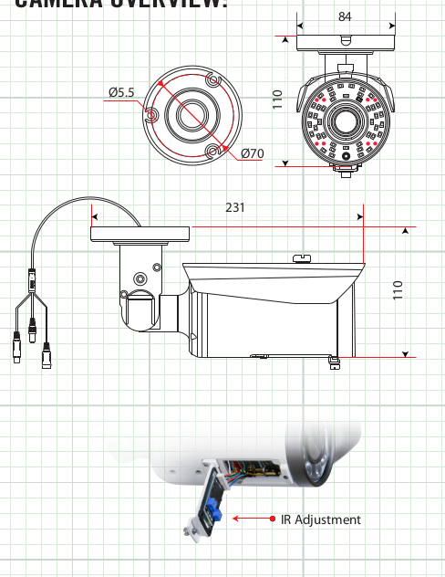 Northern Video HDLPCAM | Tvi/Cvi/Ahd/960H License Plate, Bullet, 9-22Mm, 50' Range, Ip66, White