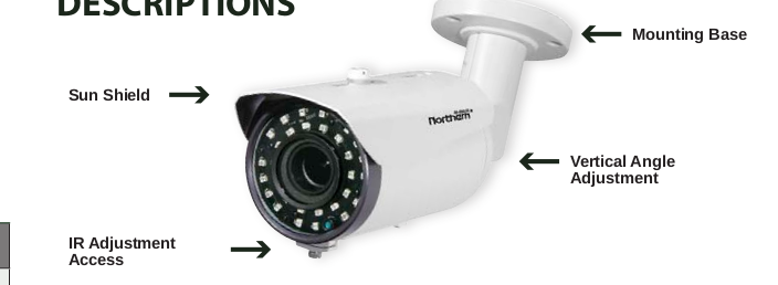 Northern Video HDLPCAM | Tvi/Cvi/Ahd/960H License Plate, Bullet, 9-22Mm, 50' Range, Ip66, White