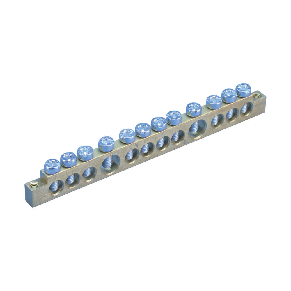 Nvent Eriflex 568610 | Earthing and Neutral Busbar, Brass, 12 Holes, 4.13 in. Length