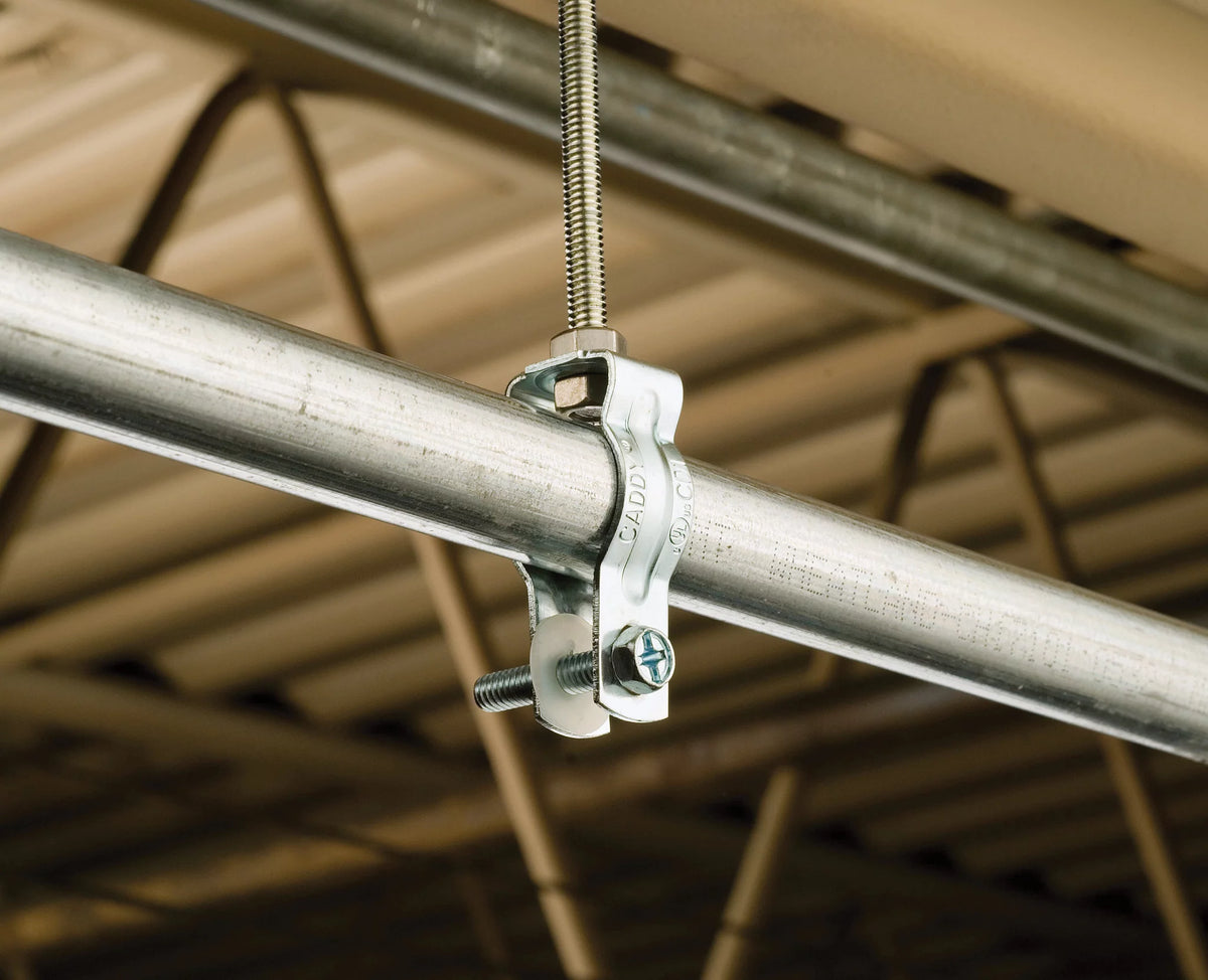 Nvent Caddy CD1B | Bolt Close Conduit/Pipe Clamp, Steel, 3/4" EMT, 3/4" Rigid/Pipe, 0.281" Hole