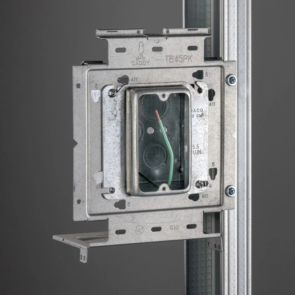 Nvent Caddy PKP1M5 | Box Mounting Plate w/Far Side Support on Stud Assembly, 1 Gang, w/Ground