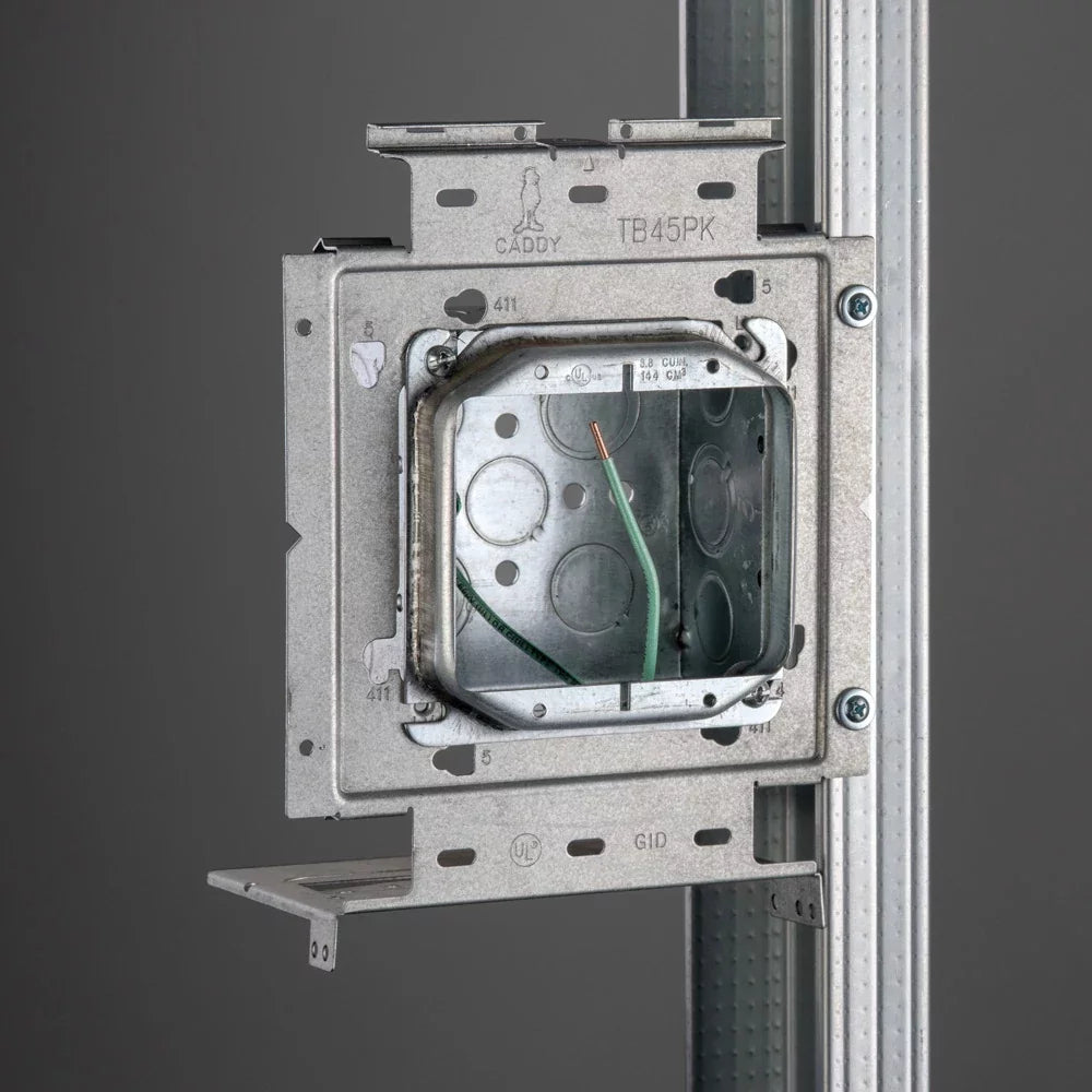Nvent Caddy PK4DV1 | Box Mounting Plate w/Far Side Support on Stud Assy, 4" Box, 1 Gang Adj Mud Ring