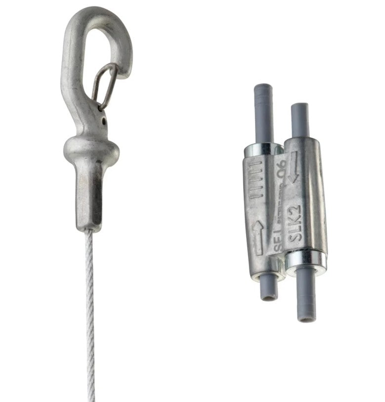 Nvent Caddy SLK2L5 | Tool-free 2mm Wire Rope Hanger Kit with Hook End-Fitting - 16.4' Long - 100LB